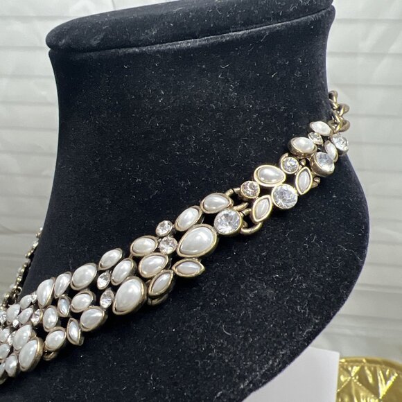BaubleBar Kew Rhinestone Crystal Oversized Collar Necklace White Pearls Wedding - Picture 6 of 11